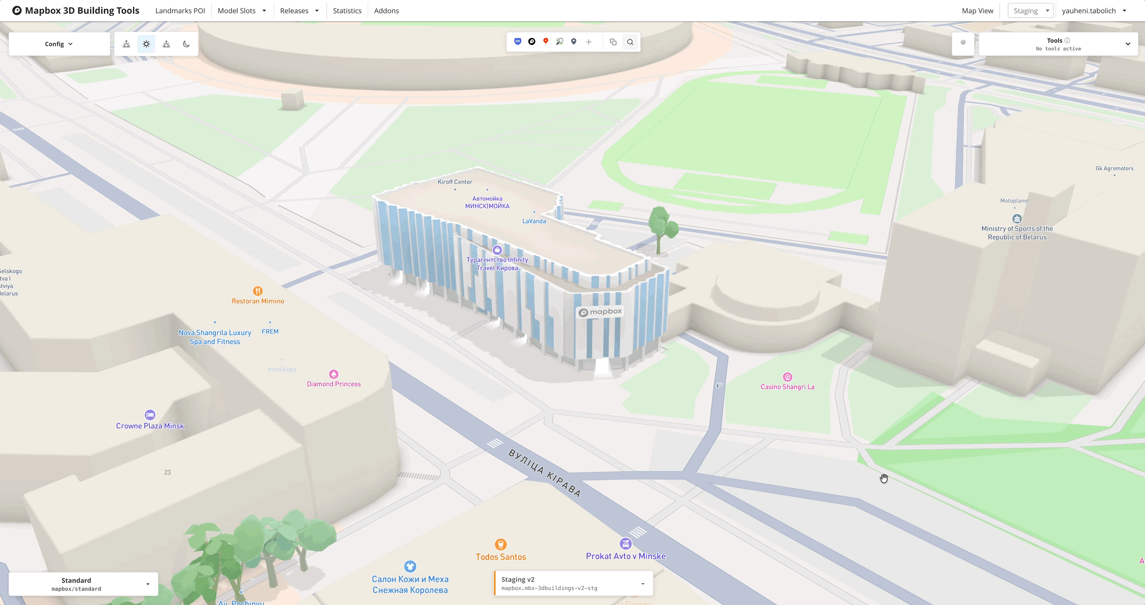 Adjusting building colors during review to validate materials and logical part colors