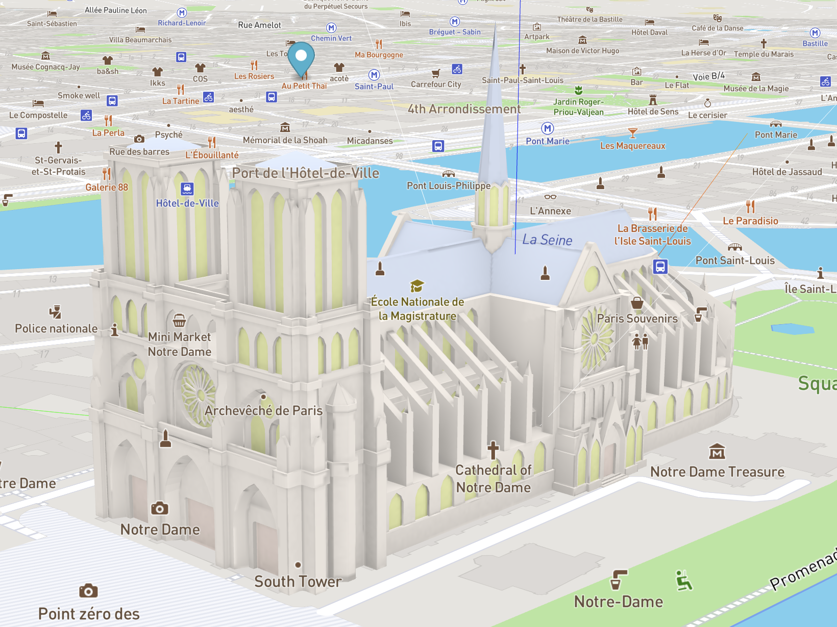 Early browser preview of a 3D building on the map