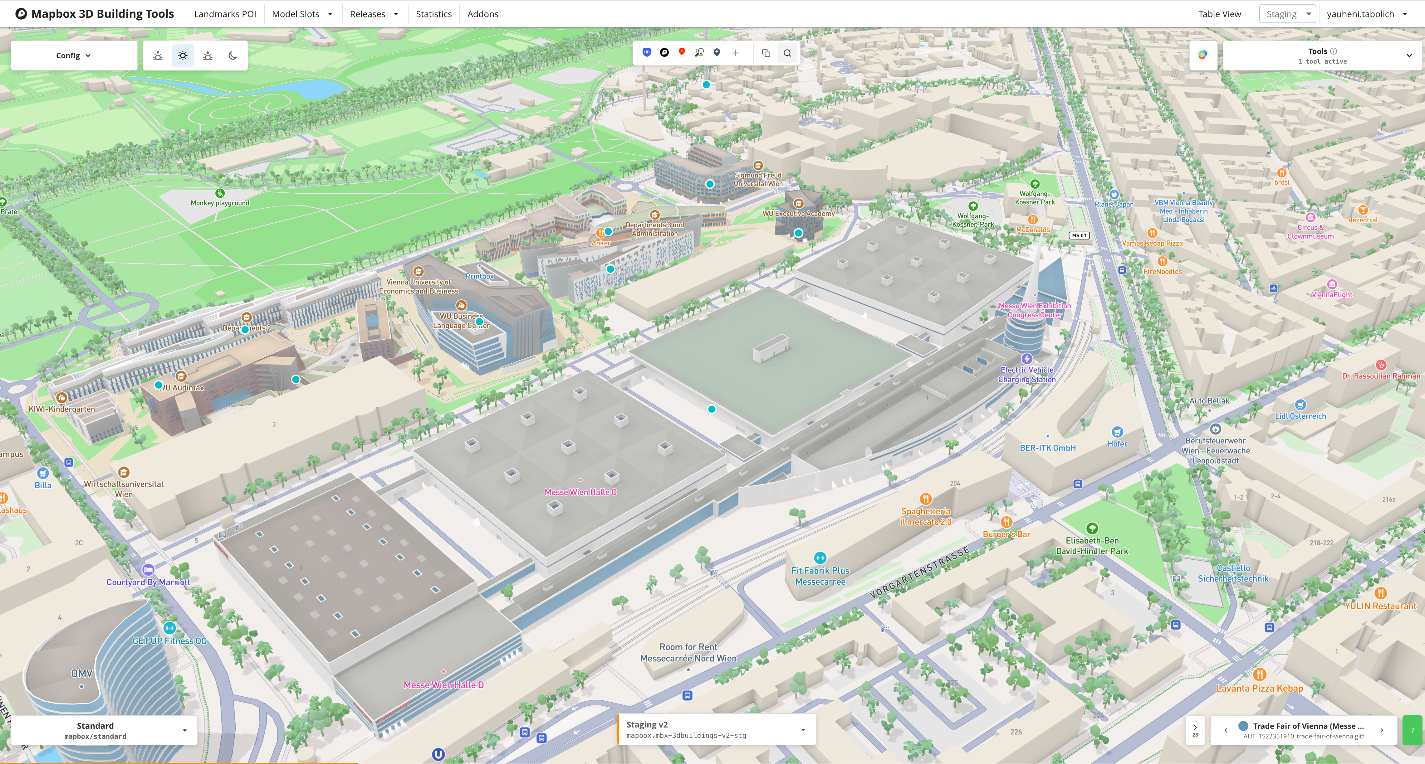 3D building model review page with map preview