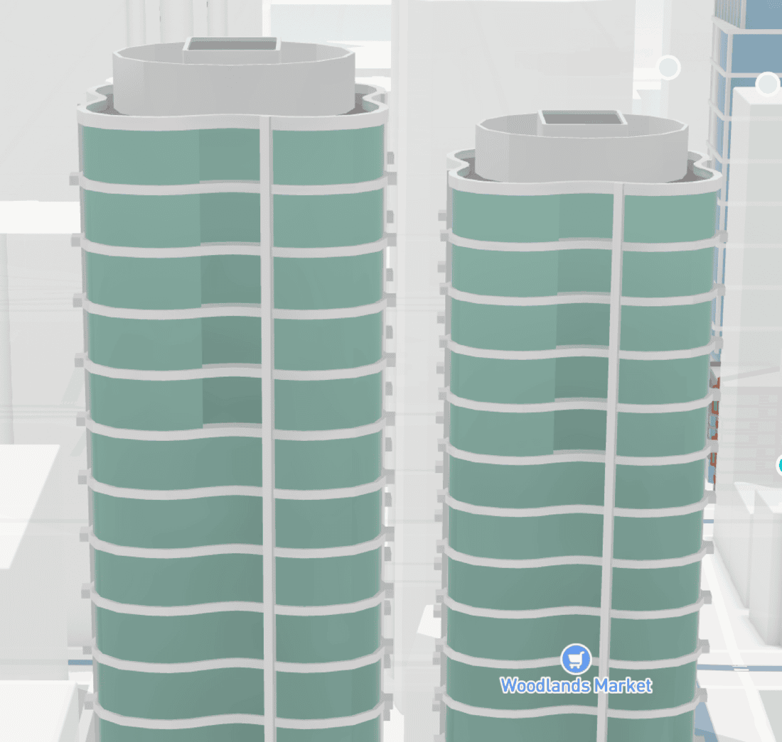 Blender viewport: landmark with material slots mapped to parts