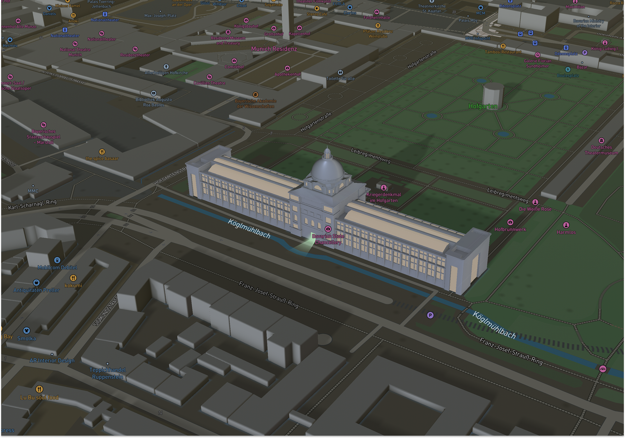 Early 3D building on the map with basic lighting