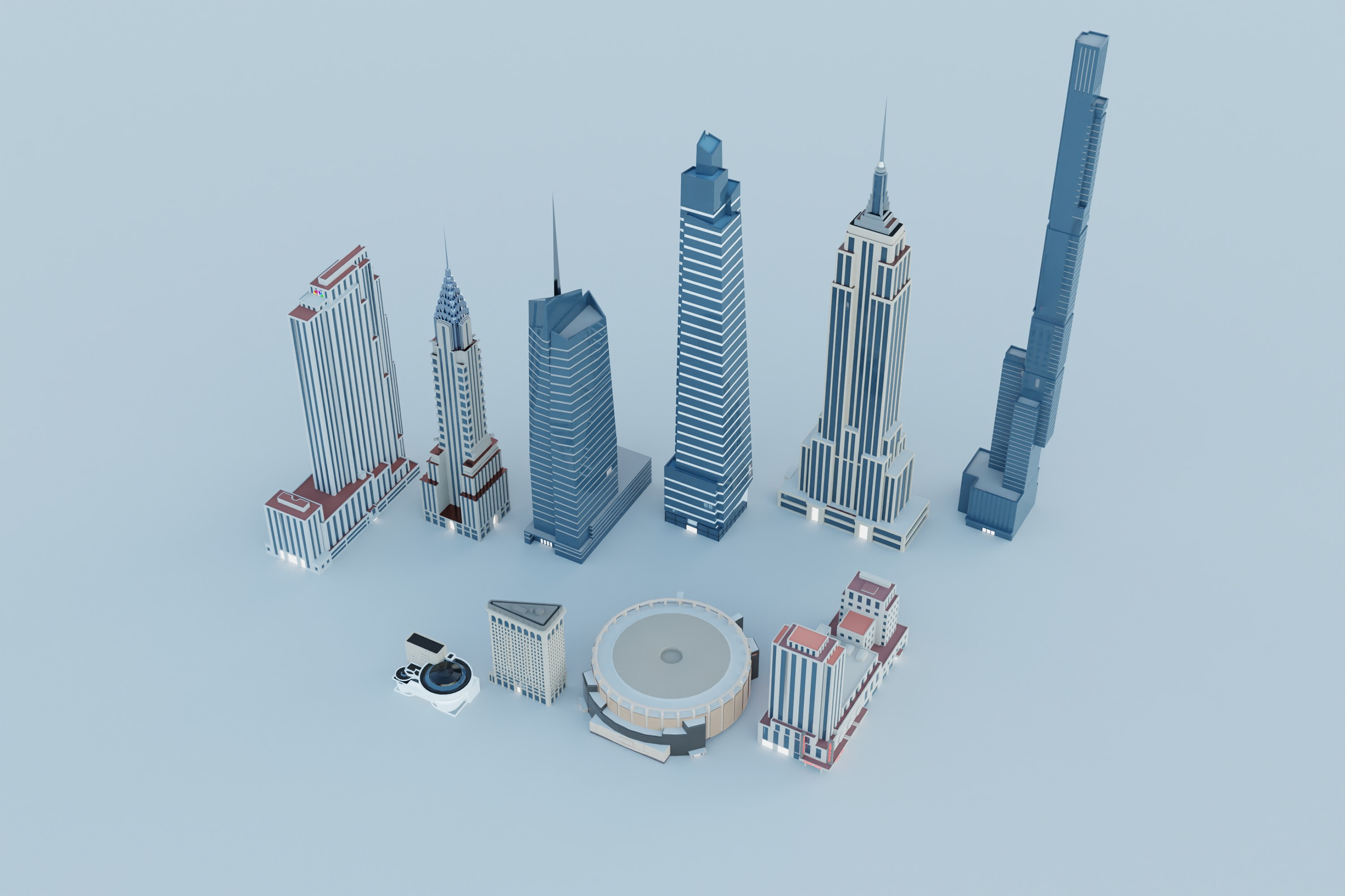 New York map with color 3D building treatment