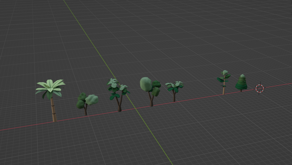 Sketches of 3D tree variants planned for Mapbox Standard basemap ornamentation
