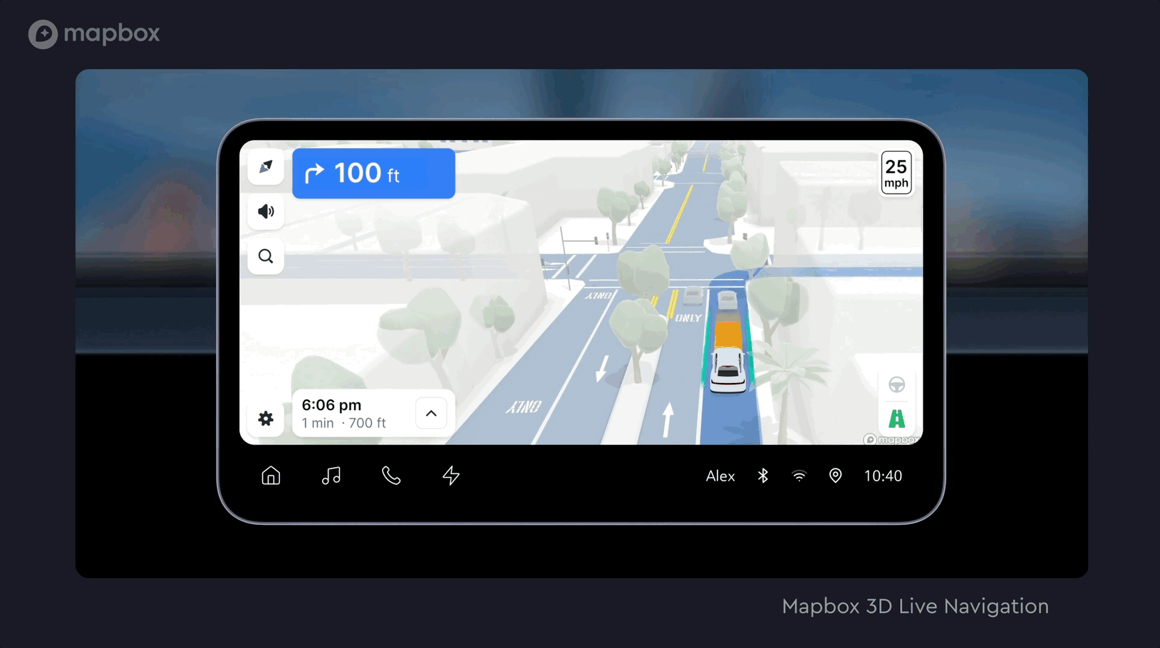 Turn-by-turn navigation on the map through intersections