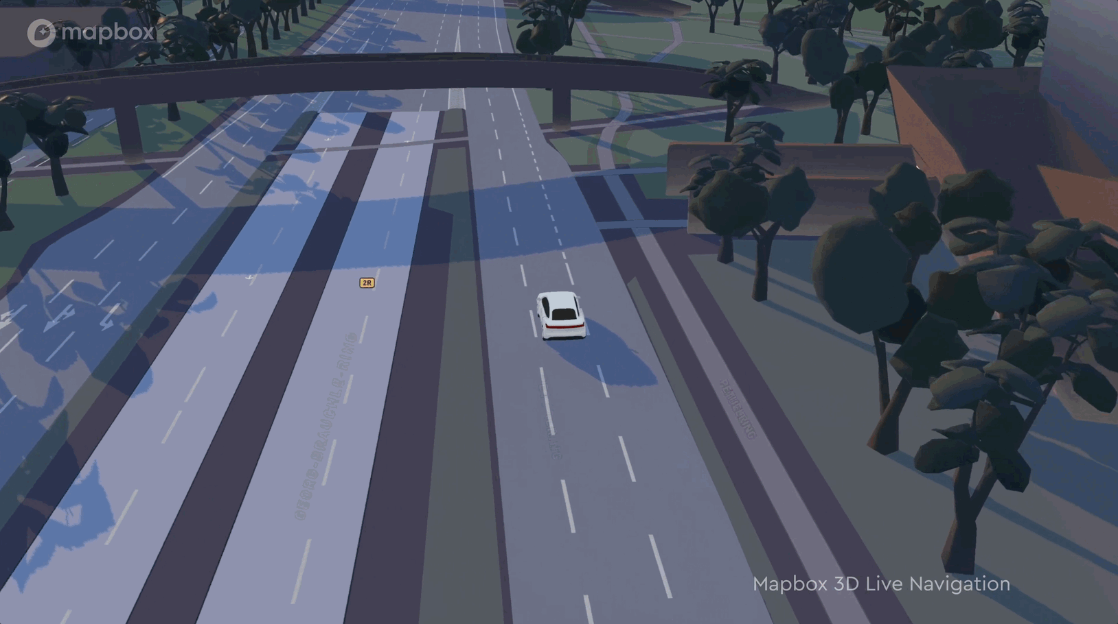 Map camera zooming toward the vehicle as a cue for lane-level navigation